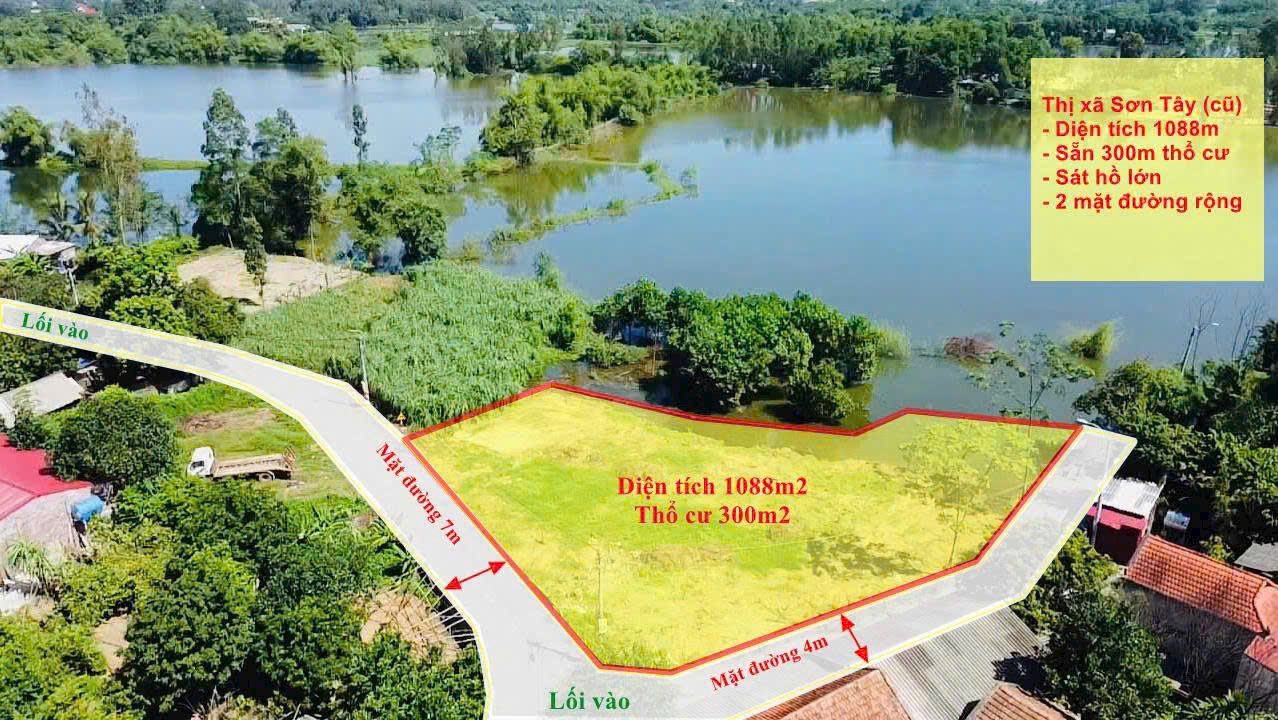 Đất Farm Mặt Hồ Tùng Thiện Sơn Tây 1.088m² giá 8.624 tỷ - Không gian nghỉ dưỡng lý tưởng!
