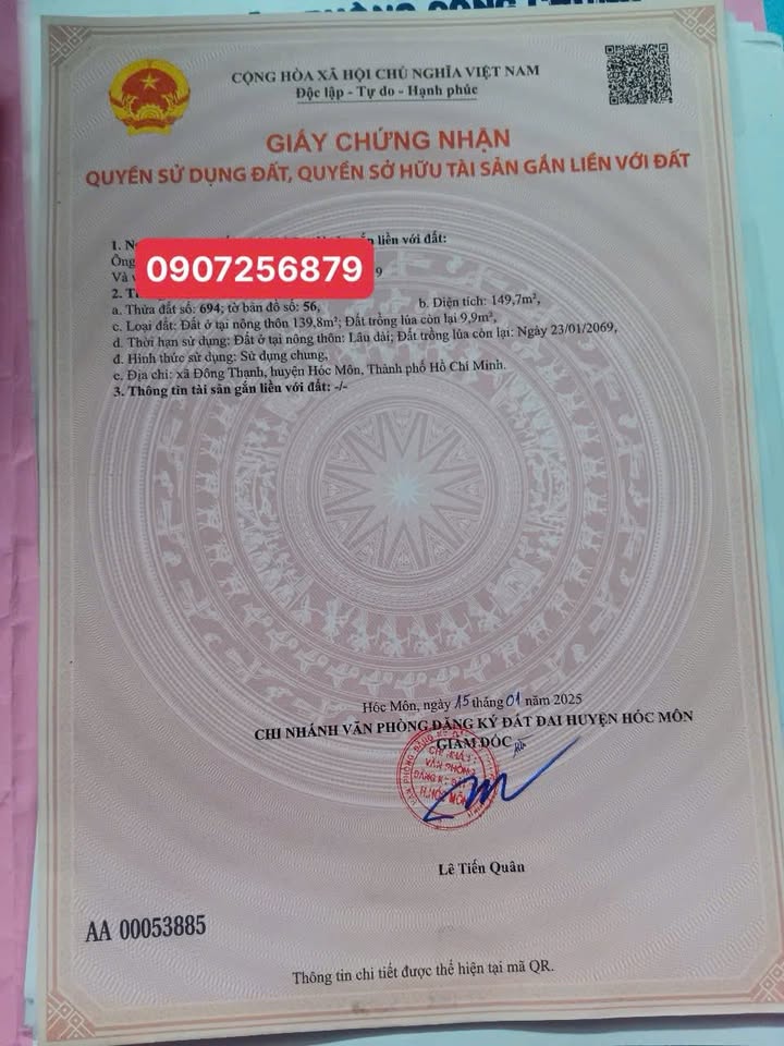 Đất mặt tiền Đông Thạnh 8-1, Hóc Môn, 140m² giá 5 tỷ - Tiềm năng sinh lời cao!