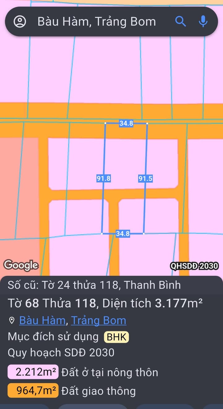 Đất nền Trảng Bom Đồng Nai 3177m² giá chỉ 2 tỷ - Đầu tư sinh lời ngay!