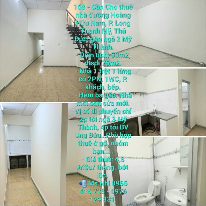 Nhà cho thuê đường Hoàng Hữu Nam, Thủ Đức 50m² - Nhà mới sơn sửa, giá tốt!