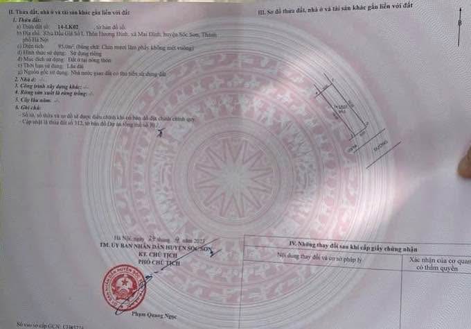 Đất đấu giá Hương Đình, Sóc Sơn 95m² giá 6.7 tỷ - Đầu tư sinh lời ngay!