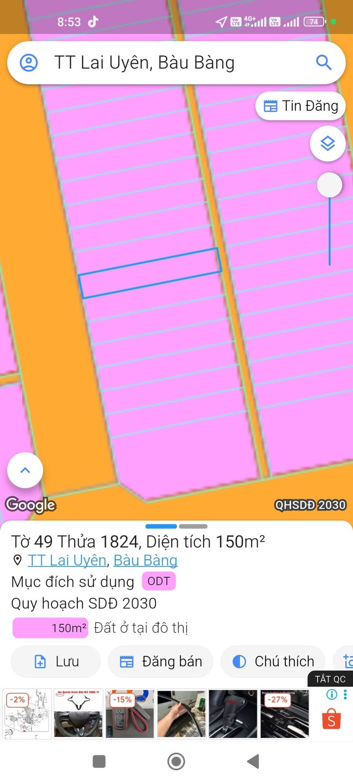 Đất thổ cư Bàu Bàng 150m² giá 1.6 tỷ - Đầu tư sinh lời ngay!