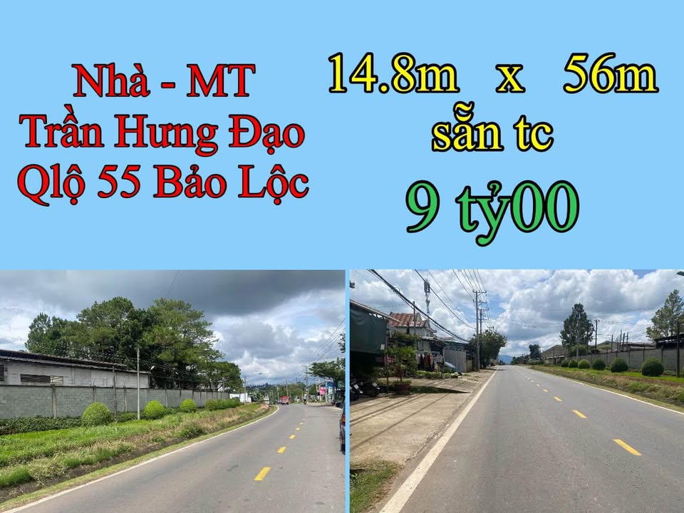 Đất mặt tiền Quốc Lộ 55, Trần Hưng Đạo, Bảo Lộc 829m² giá 9 tỷ - Đầu tư sinh lời