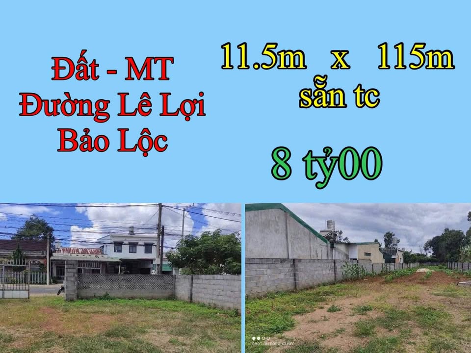 Đất mặt tiền đường Lê Lợi, Bảo Lộc 1430m² giá 8 tỷ - Cơ hội đầu tư sinh lời!