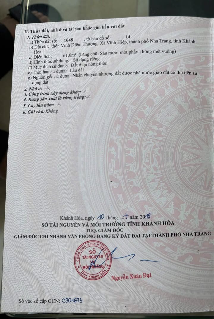 Đất nền hẻm ô tô 707 đường 23/10, Vĩnh Hiệp 61m² giá 1.68 tỷ - Pháp lý rõ ràng!