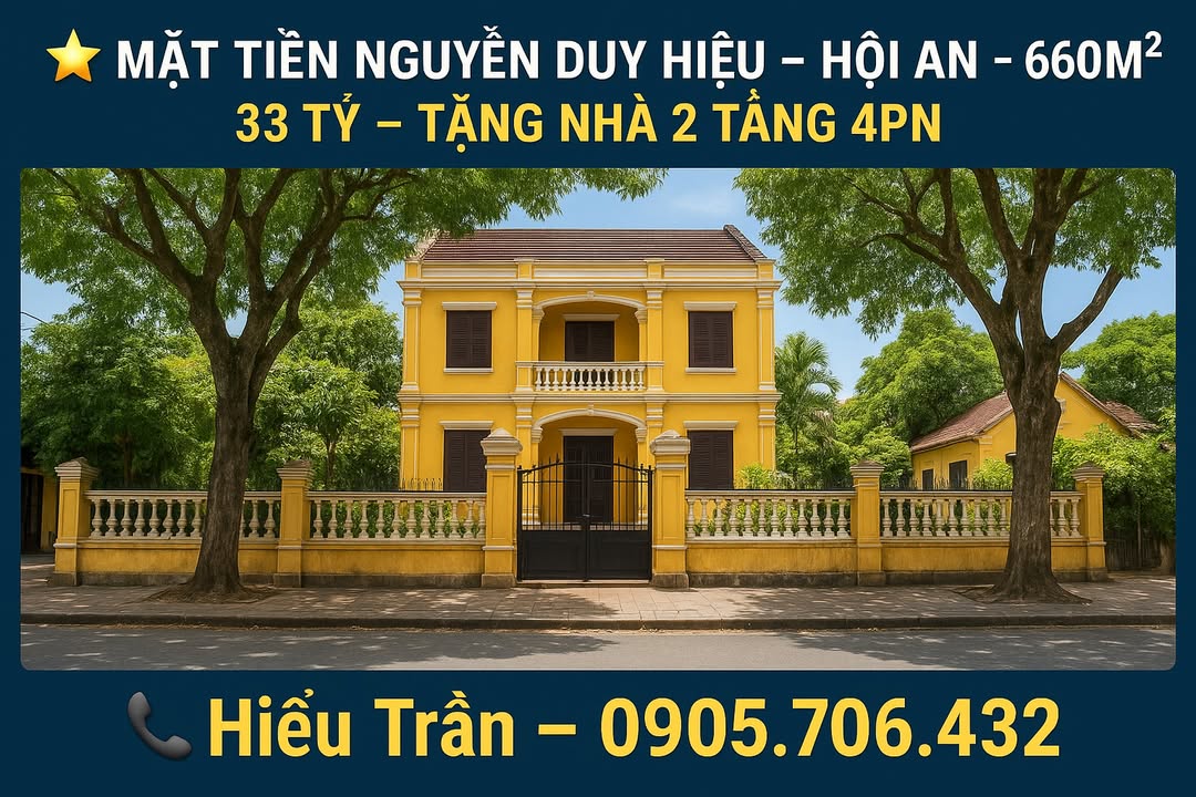 Đất mặt tiền Nguyễn Duy Hiệu, Hội An 660m² giá 33 tỷ - Đầu tư sinh lời bền vững!