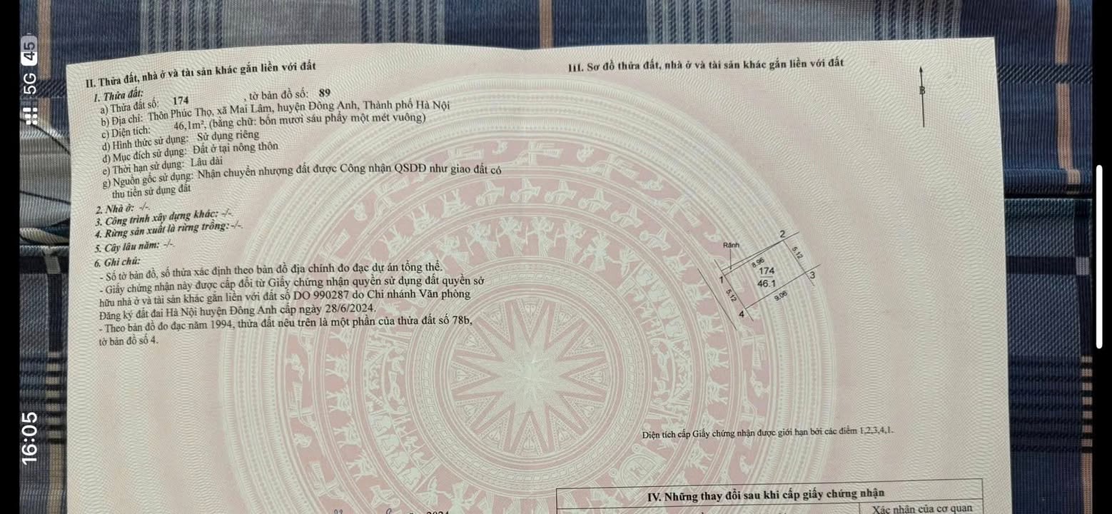 Đất thổ cư đẹp 46m² tại Mai Lâm, Đông Anh - Ô tô vào tận nơi!