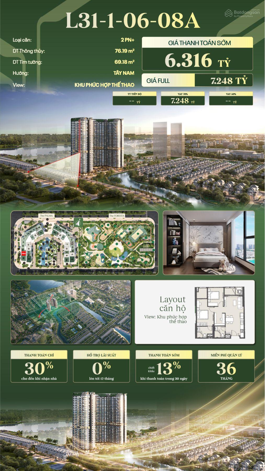 Căn hộ 2PN tại Lumière Orient Pearl, Gia Lâm 69,18m² giá 6,316 tỷ - Không thể bỏ lỡ!