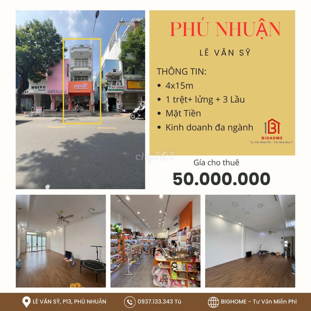 Nhà cho thuê mặt tiền Lê Văn Sỹ 100m² giá 50 triệu - Kinh doanh sầm uất!