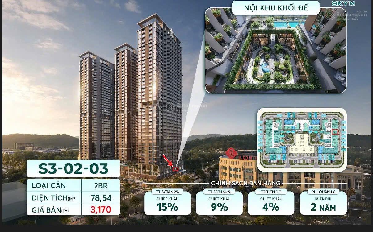 Căn hộ 2 phòng ngủ SkyM Hạ Long 79m² giá 2.744 tỷ - Bàn giao full nội thất 5 sao!