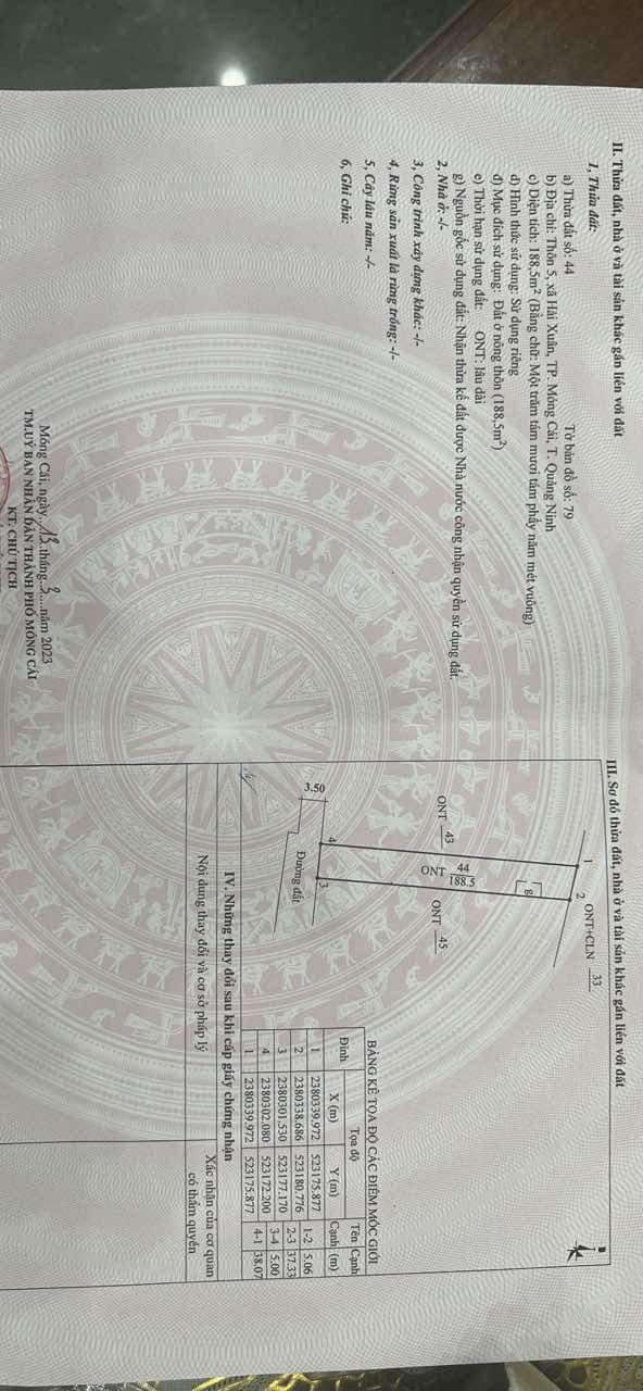 Đất thổ cư tại phường Hải Xuân, Móng Cái 190m² - Giá chỉ 199 triệu VND - Cơ hội an cư lý tưởng!