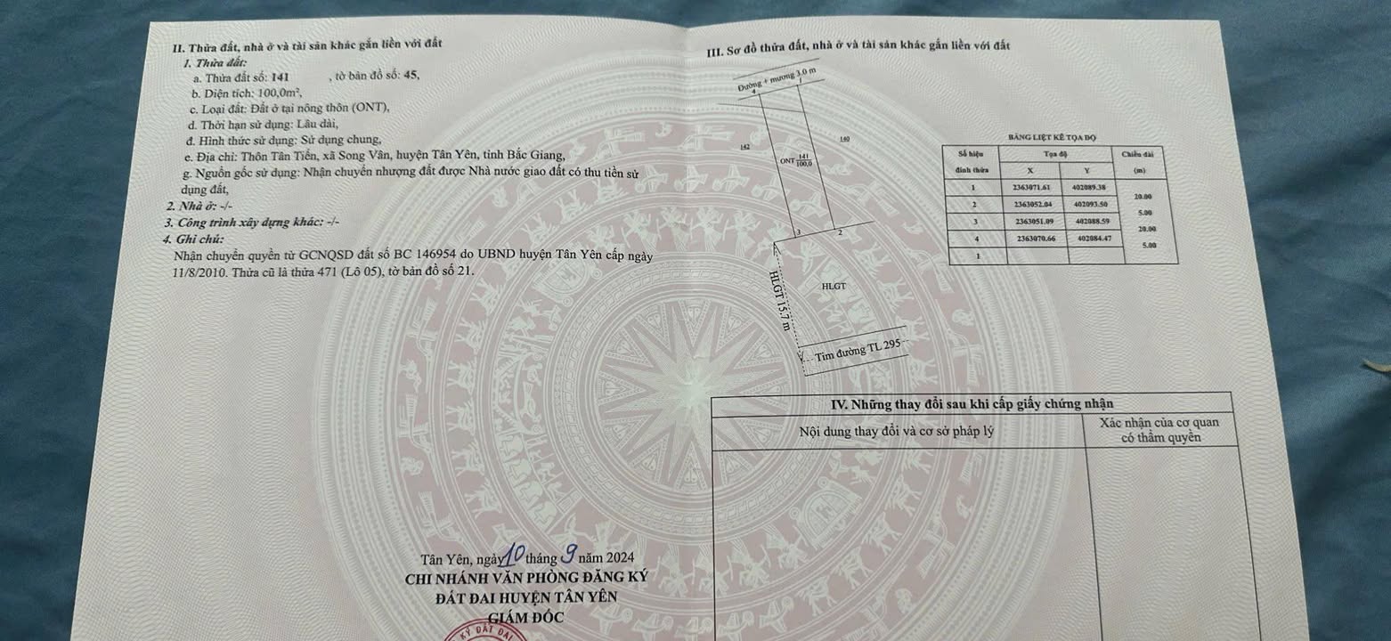 Đất đấu giá TL 295 Tân Yên 100m² giá chỉ 1.65 tỷ - Cơ hội đầu tư hấp dẫn!