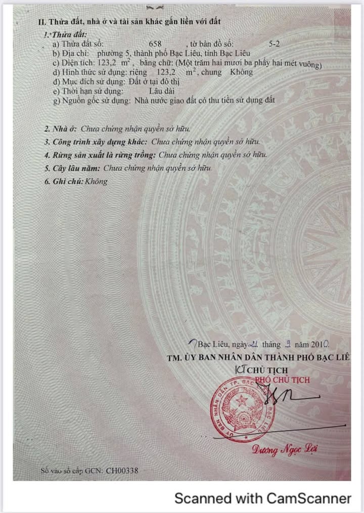 Đất nền đường Nguyễn Tri Phương, Bạc Liêu 123m² giá 1.02 tỷ - Đầu tư sinh lời ngay!