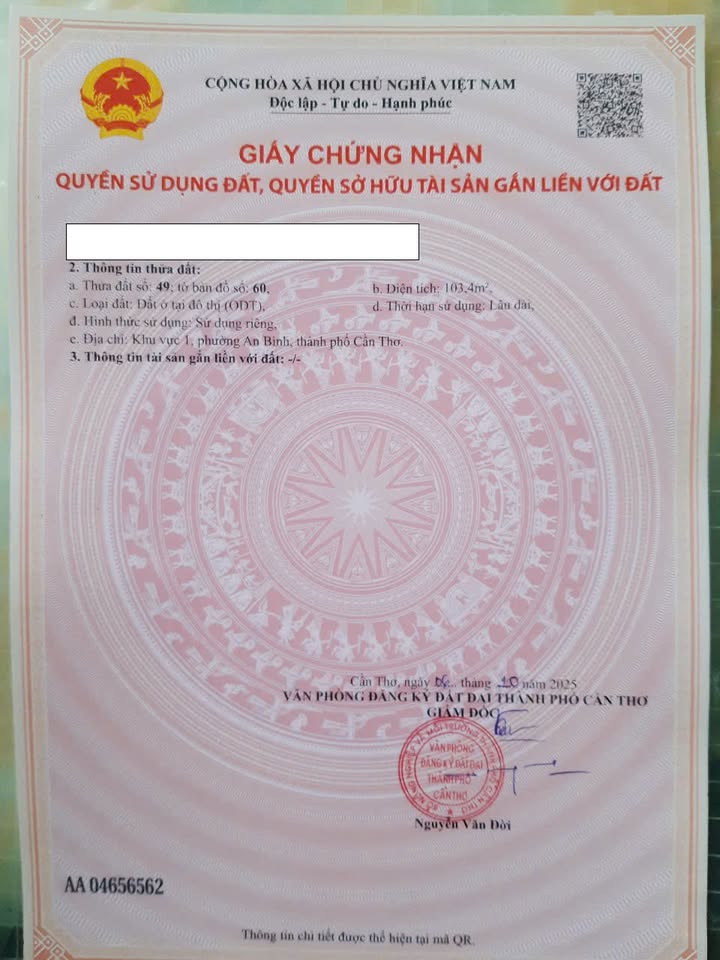 Đất nền 103m² tại Hẻm 548 Đường 3/2, Quận Ninh Kiều giá 2.8 tỷ - Đầu tư sinh lời cao!