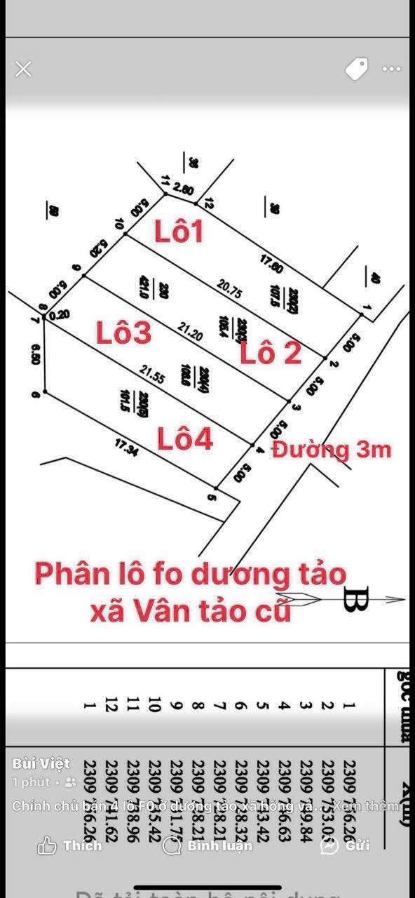 Đất Vân Tảo, Thường Tín, 106m² giá 2,12 tỷ - Chính chủ cần bán gấp!