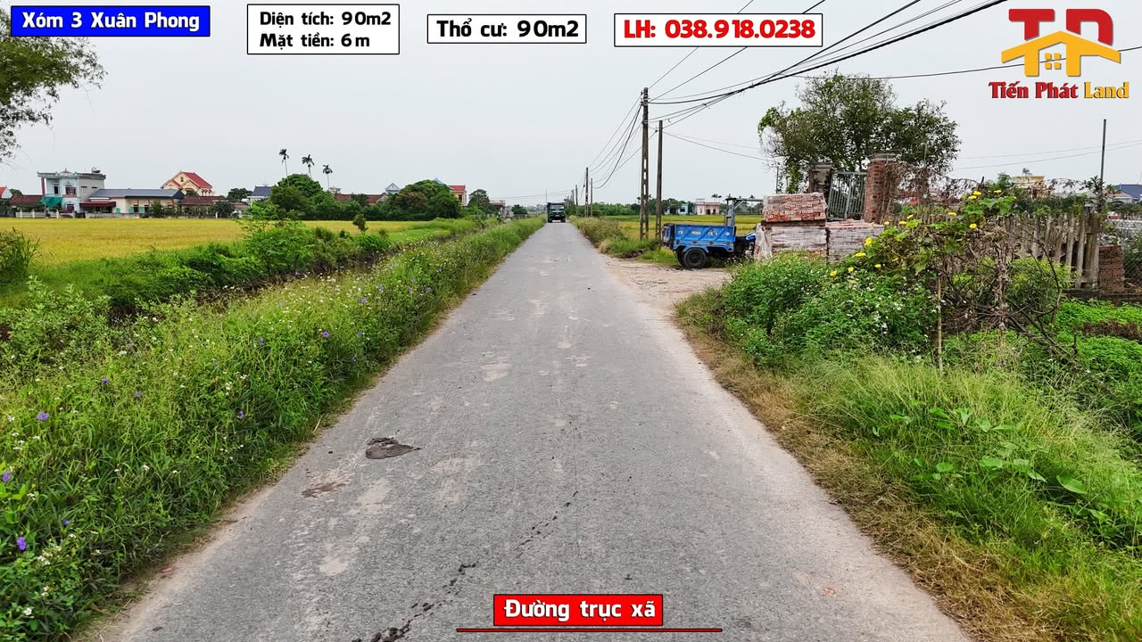 Đất nền Xuân Phong - Nam Định 90m² - Mặt tiền 6m, vị trí thuận lợi cho đầu tư!