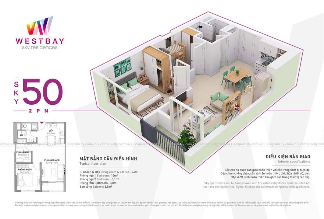 Căn hộ West Bay Văn Giang 50m² giá 3.2 tỷ - Nhà mới sang sửa đẹp