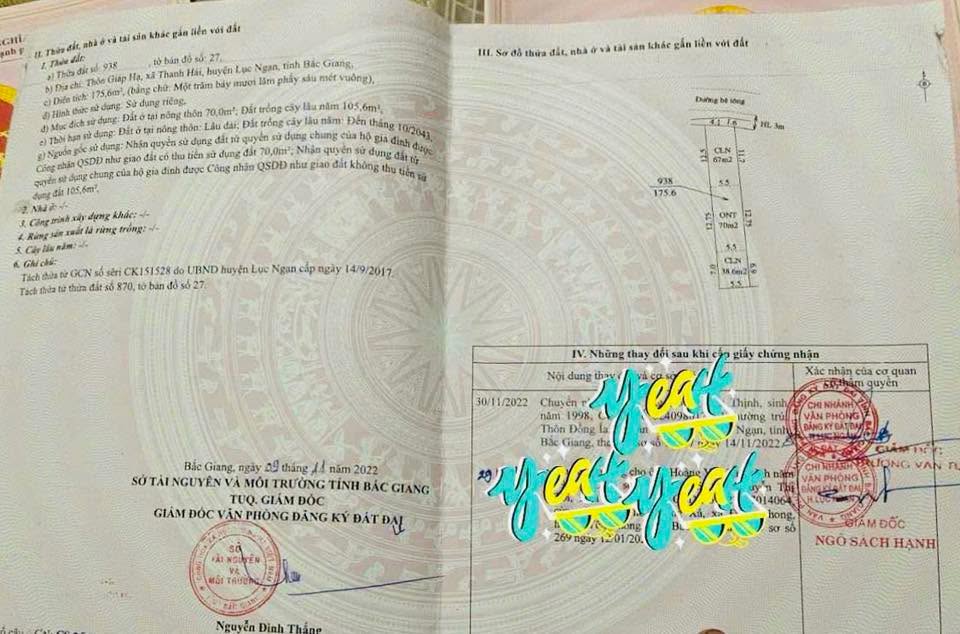 Lô đất Thanh Hải Lục Ngạn 175,6m² giá 500 triệu - Cơ hội đầu tư hấp dẫn!