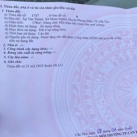 Đất thổ cư Nhơn Nghĩa 178m² giá 800 triệu - Cơ hội đầu tư hấp dẫn!