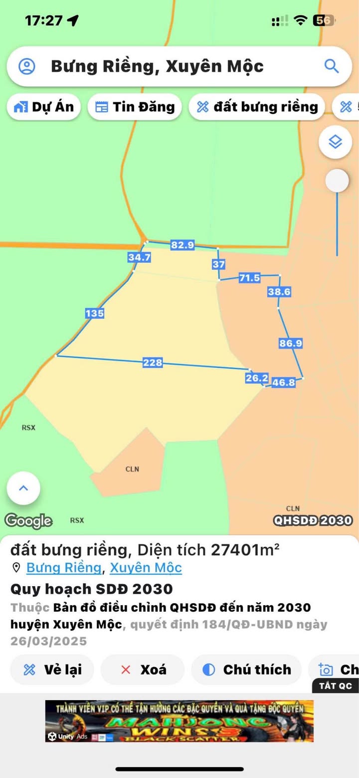 Đất nền Bưng Riềng, Xuyên Mộc 2.5ha giá chỉ 8 tỷ - Sổ đỏ chính chủ!
