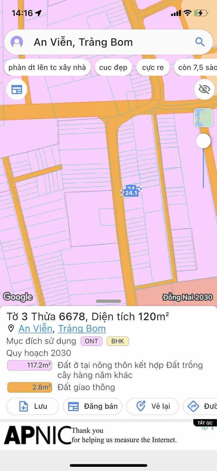 Đất nền An Viễn, Trảng Bom 120m² giá 1.45 tỷ - Cơ hội đầu tư hấp dẫn!