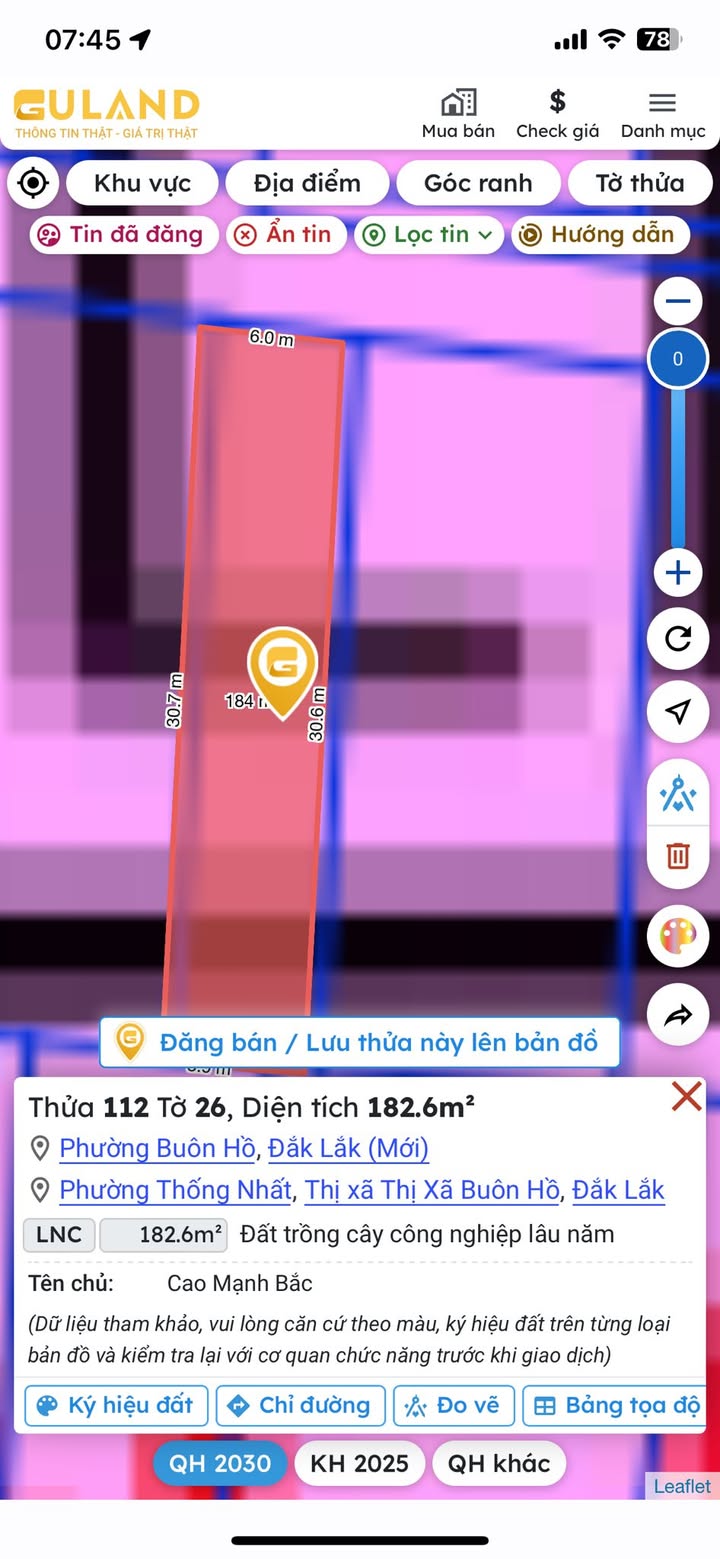 Đất thổ cư 180m² tại đường Phùng Hưng, Buôn Hồ giá chỉ 650 triệu - Cơ hội đầu tư tuyệt vời!