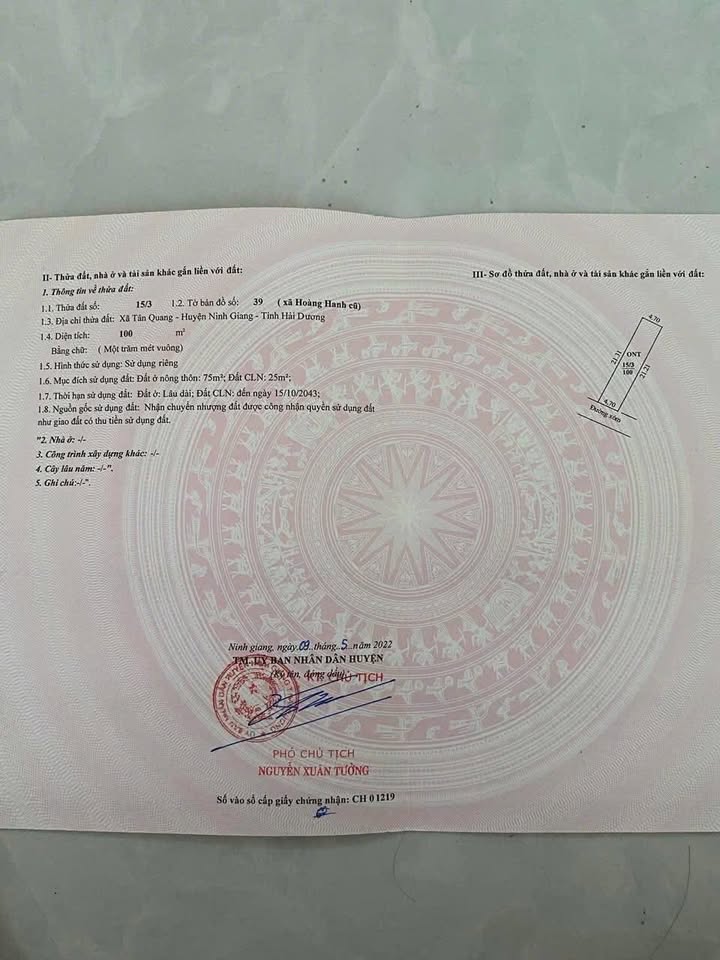 Đất nền xã Tân Quang, Ninh Giang, Hải Dương 100m² - Đầu tư sinh lời hấp dẫn!