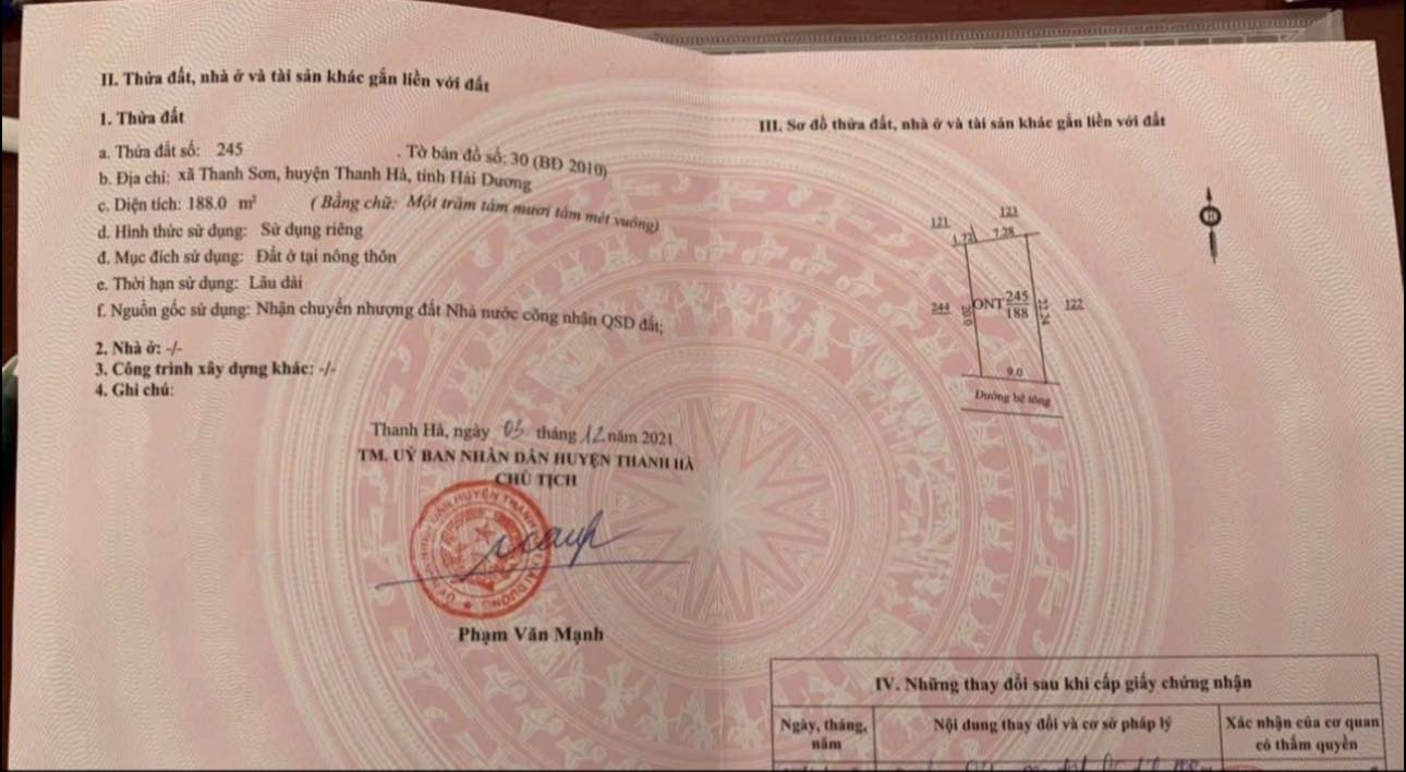 Đất nền Thanh Sơn Thanh Hà 200m² giá 1 tỷ - Đường ô tô vào tận nơi!