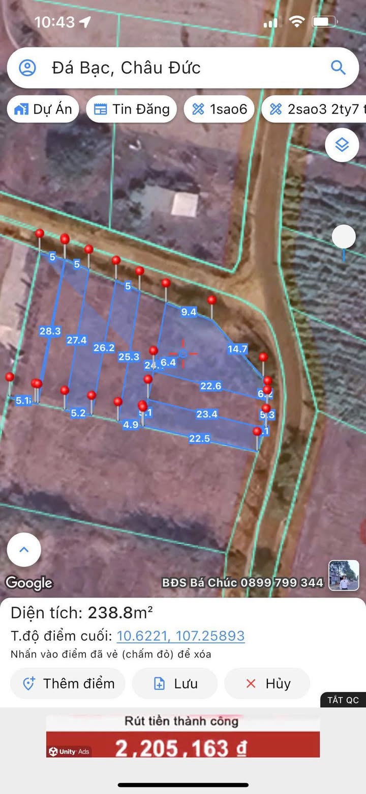 Đất thổ cư Đá Bạc, Châu Đức 100m² giá chỉ 2 tỷ - Đường lớn ô tô vào thoải mái!
