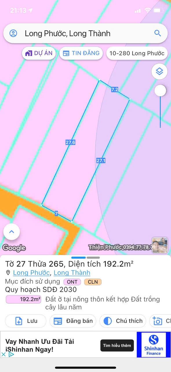 Đất thổ cư Long Phước, Long Thành 192m² giá 1 tỷ - Đầu tư sinh lời cao!