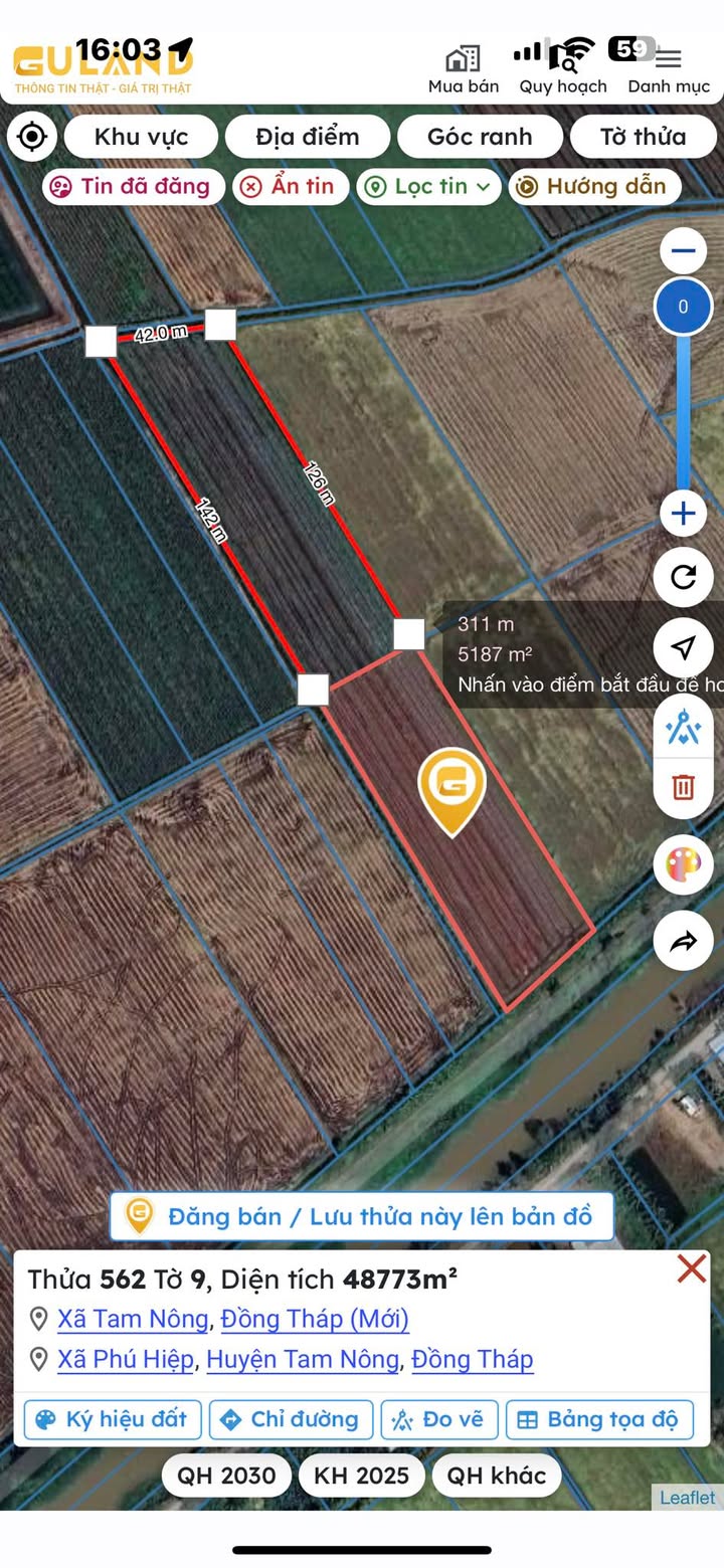 Đất ruộng 10.000m² tại xã Phú Hiện, Tam Nông - Giá chỉ 125 triệu!