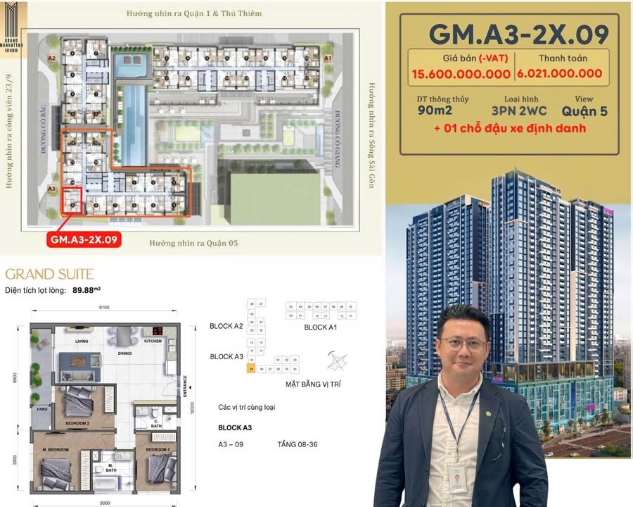 Căn hộ The Grand Manhattan Quận 1 90m² giá thỏa thuận - Sống đẳng cấp giữa lòng thành phố!