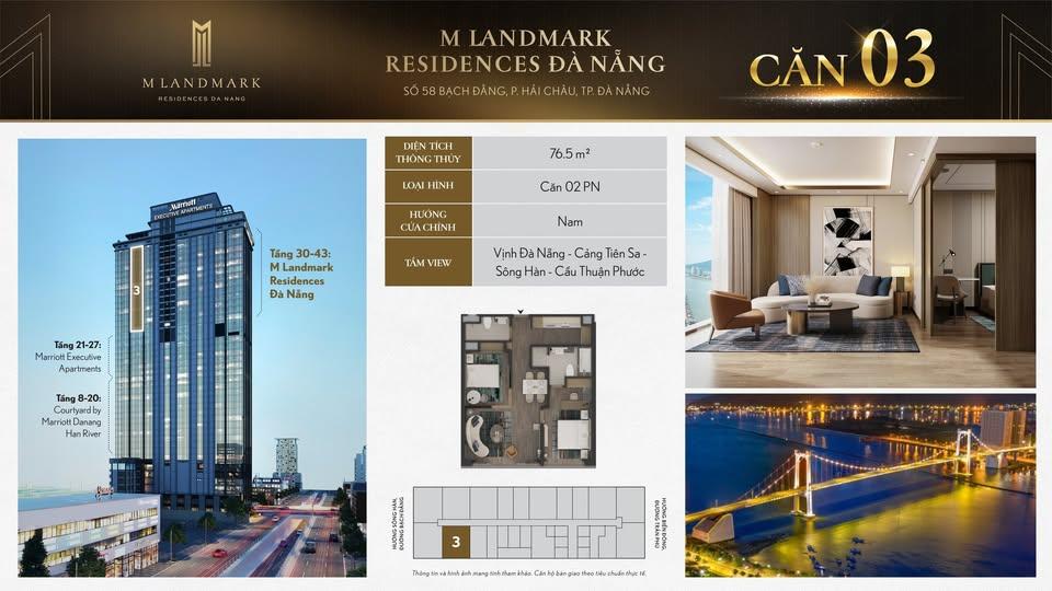 Căn hộ M Landmark Residences Đà Nẵng 76m² giá thỏa thuận - Kiệt tác sống giữa lòng thành phố!