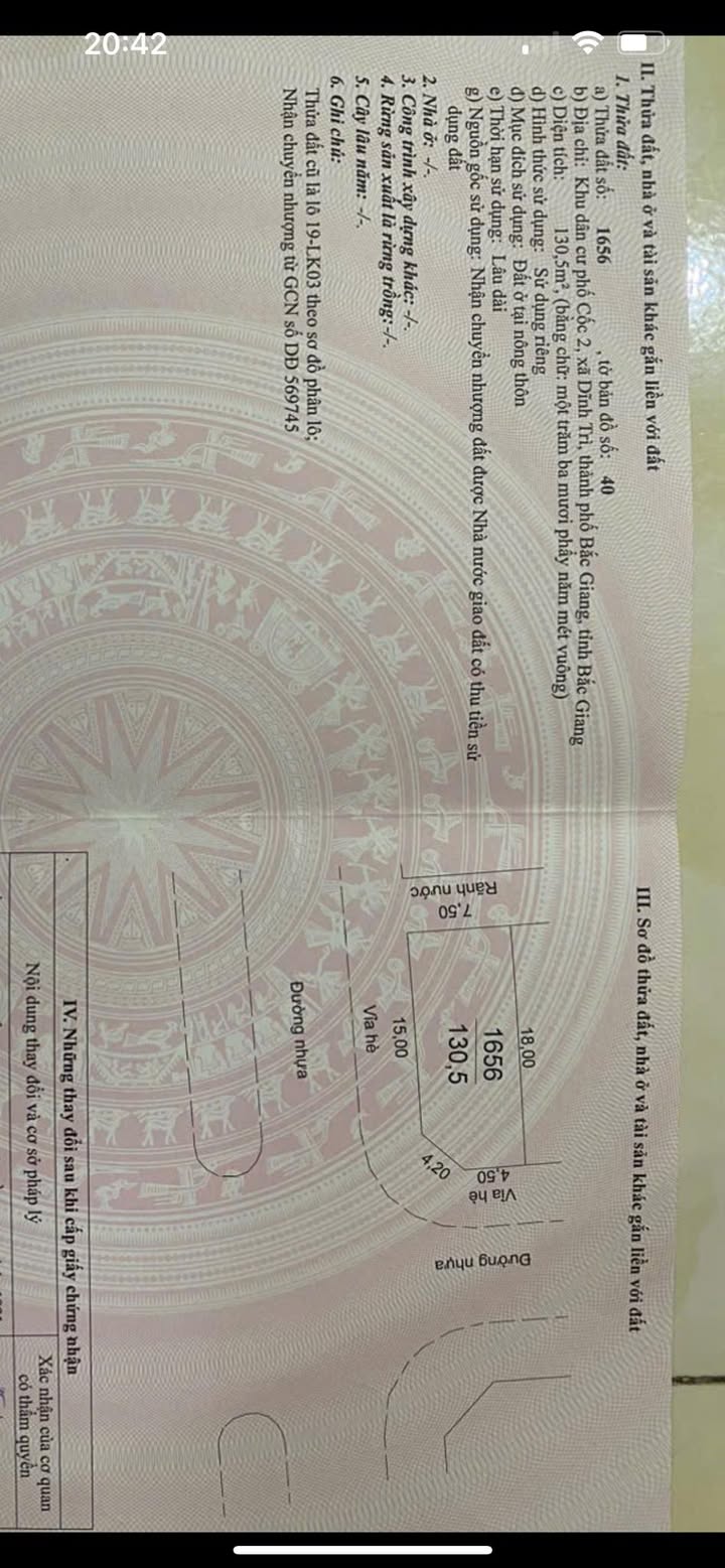 Đất nền Dĩnh Trì Bắc Giang 130.5m² giá 5.65 tỷ - Lô góc đắc địa, tiềm năng phát triển!