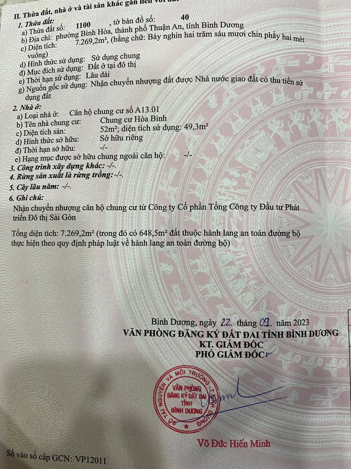 Căn hộ Chung cư Hòa Bình Thuận An 49m² giá 1.35 tỷ - Sổ hồng riêng từng căn