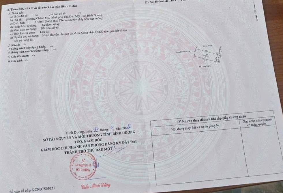 Nhà riêng Chánh Mỹ Thủ Dầu Một 87m² giá 2.1 tỷ - Cần bán gấp!