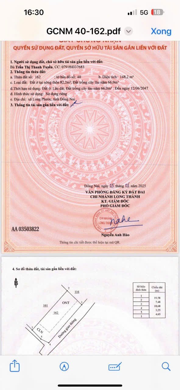 Đất nền Long Phước, Long Thành 148m² giá 1.5 tỷ - Cơ hội đầu tư tuyệt vời!