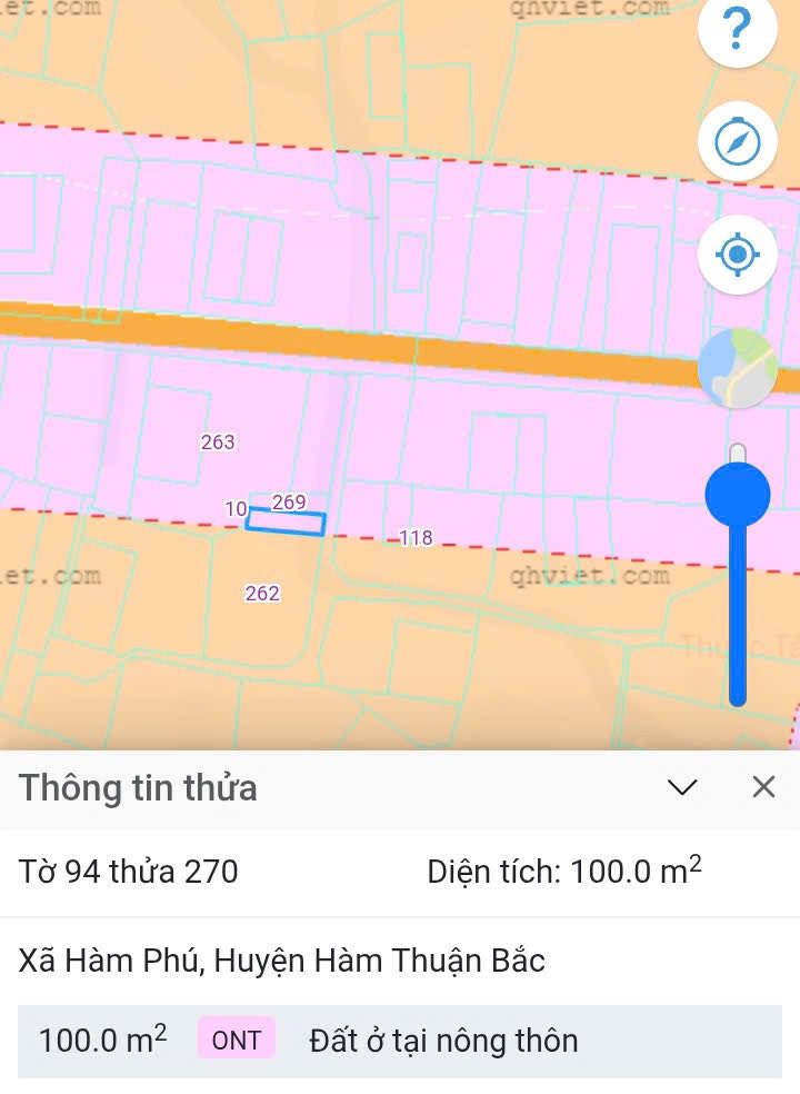 Đất thổ cư 100m² tại xã Hàm Phú, Hàm Thuận Bắc chỉ 270 triệu - Đầu tư sinh lời ngay!