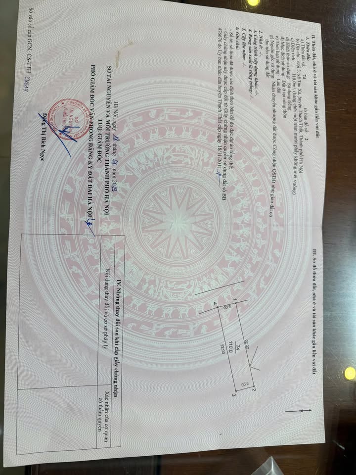 Đất nền thổ cư 110m² tại thôn 3 Tân Xã, Ba Vì - Giá thỏa thuận, vị trí đẹp!