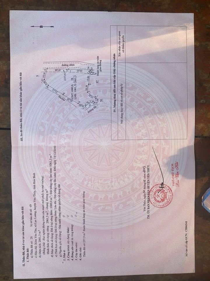 Đất thổ cư Lạc Lương Yên Thủy 1000m² - Chính chủ cần bán gấp!