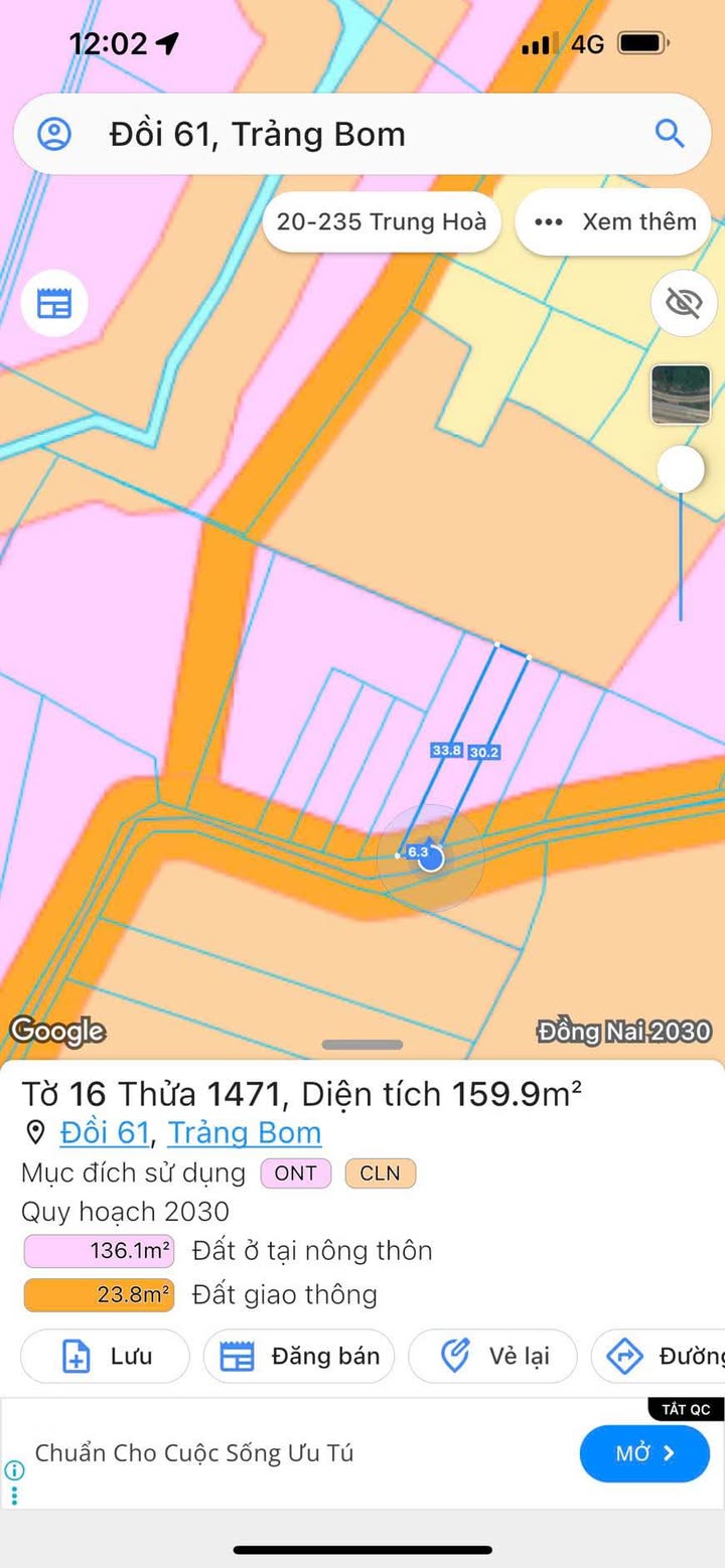 Đất An Viễn Trảng Bom 160m² giá 899 triệu - Cơ hội đầu tư hấp dẫn!