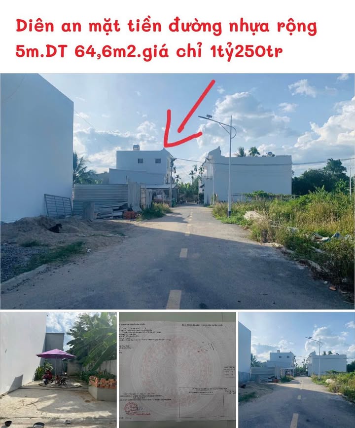 Đất thổ cư Diên An 64m² giá chỉ 1.25 tỷ - Sẵn sàng xây dựng ngay!