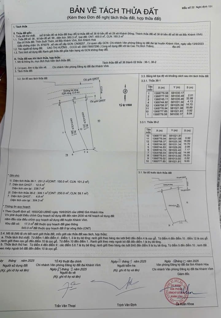 Đất thổ cư Khánh Đông 309m² giá 309 triệu - Cơ hội hiếm có!