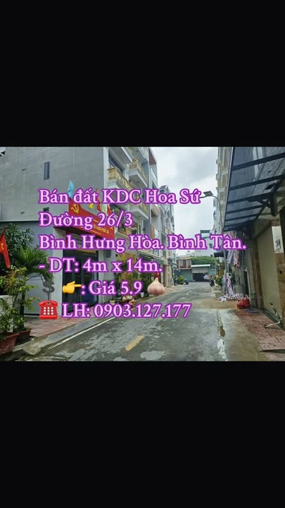 Lô đất khu dân cư Hoa Sứ, Bình Hưng Hoà 56m² giá 5.9 tỷ - Dân trí cao, an ninh tốt!