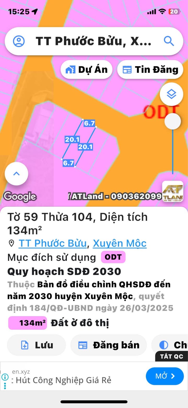 Đất thổ cư Phước Bửu Xuyên Mộc 134m² giá 2.2 tỷ - Đầu tư sinh lời ngay!