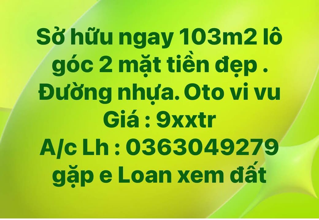 Đất thổ cư 103m² 2 mặt tiền tại Hàm Thắng - Giá chỉ từ 900 triệu!