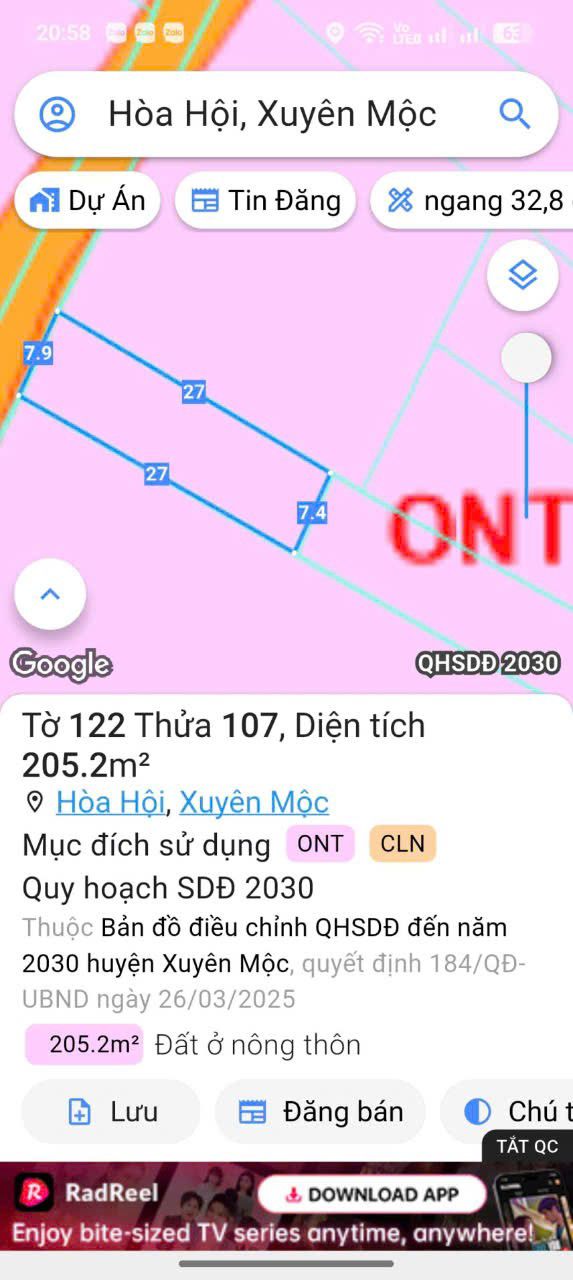 Đất thổ cư 80m² xã Hòa Hội, huyện Xuyên Mộc - Giá chỉ 770 triệu!