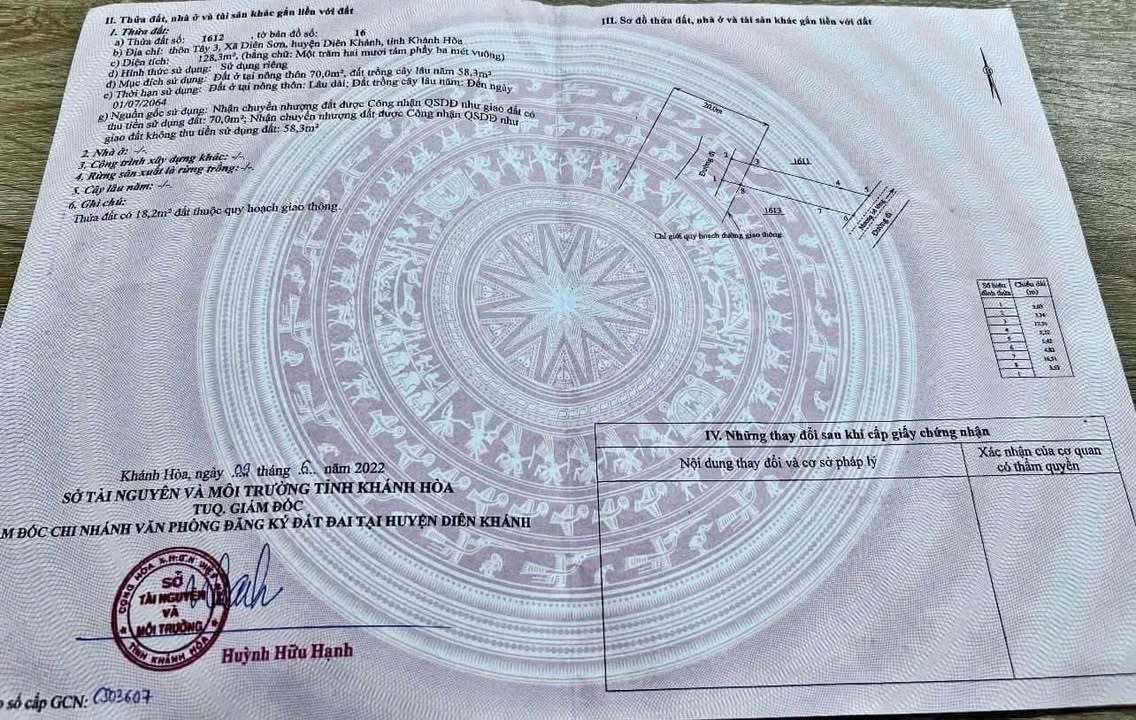 Đất Diên Sơn - Diên Khánh 128m² giá 750 triệu - Đầu tư sinh lời ngay!