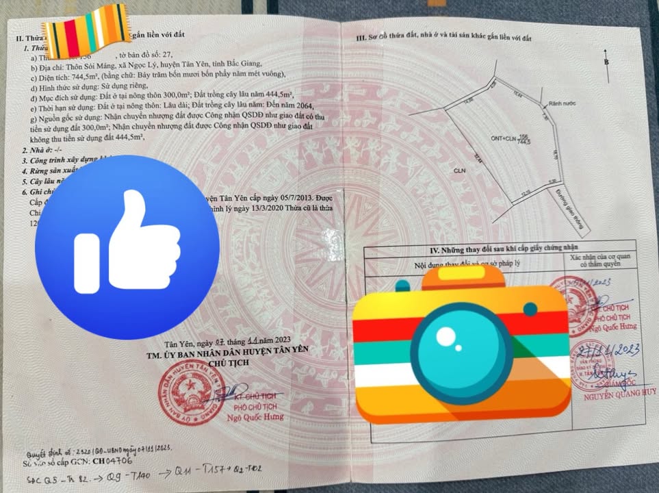 Mảnh vườn nghỉ dưỡng 744,5m² tại Ngọc Lý, Tân Yên - Giá chỉ 3 tỷ VND!