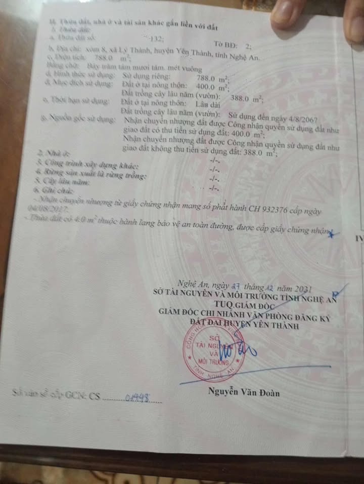 Đất thổ cư Lý Thành, Yên Thành 400m² giá 1.05 tỷ - Sổ đỏ chính chủ